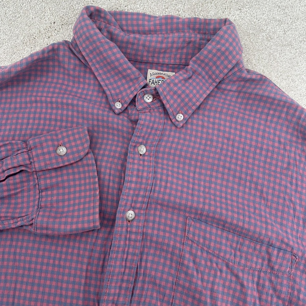 Faherty Button Up Shirt Men's XXL Purple Check Supima Cotton Blend Stretch